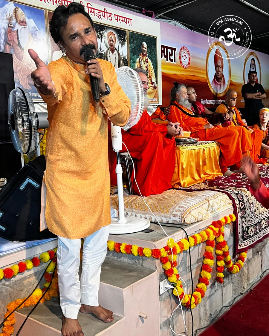 Professional bhajan singer performing at OM Ashram.
